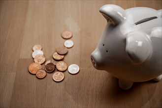 Piggy bank with European cent coins