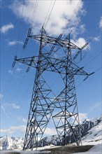 Electricity Pylon with blue sky in Switzerland