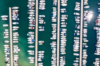 Marina with boats at the sea holiday Dalmatia aerial view from above in Dubrovnik