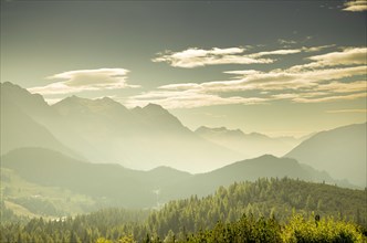 Panoramic View over Mountain with Fog and Sky and Clouds in San Bernardino