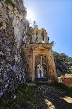 Ruins of abandoned Orthodox Katholiko monastery near Gouverneto moni in Avlaki gorge