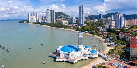 The Floating Mosque Aerial Panorama on Penang Island