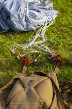 Military Parachute on the Grass in Switzerland