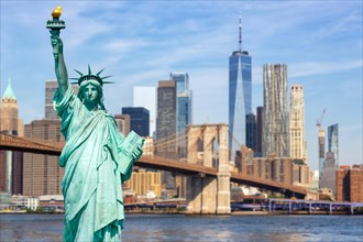 New York City Manhattan skyline with Statue of Liberty