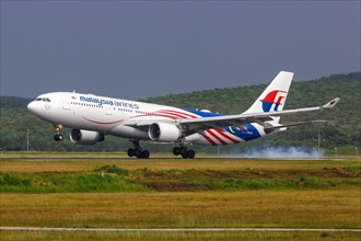 A Malaysia Airlines Airbus A330-200 aircraft with registration number 9M-MTZ at Kuala Lumpur Airport