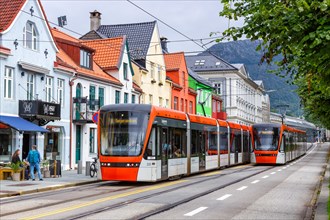 Bybane light rail public transport Kaigaten street transport in Bergen