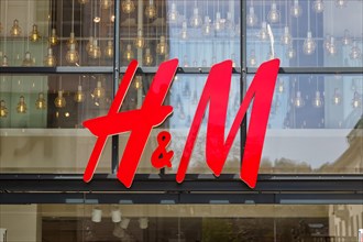 Shop of the brand H&M with logo retail at Koenigstrasse in Stuttgart