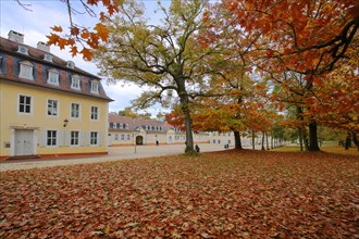Wilhelmsbad State Park with former spa building in autumn