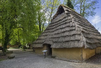 Reconstructed protohistoric settlement showing Gallic Iron Age house at the open-air Archeosite and Museum of Aubechies-Beloeil