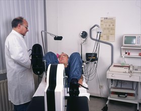 A stress ECG is performed on a patient in a cardiology practice in Iserlohn