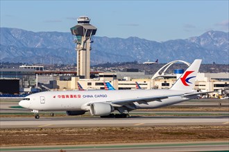 A China Cargo Boeing 777-F aircraft with registration number B-222K at Los Angeles Airport