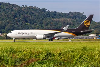A UPS United Parcel Service Boeing 777-F aircraft with registration number N316UP at Penang Airport