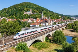 ICE 3 high speed train of Deutsche Bahn DB in Gemuenden am Main