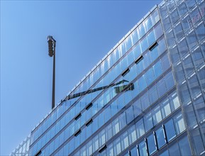 Gondola for window cleaner at an office building