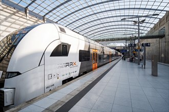 Rhine Ruhr Xpress commuter train in the station at Cologne Bonn Airport
