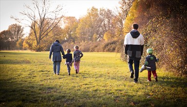Family on an autumn walk