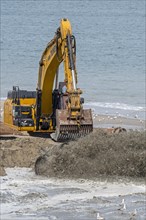 Crawler hydraulic excavator used for sand replenishment