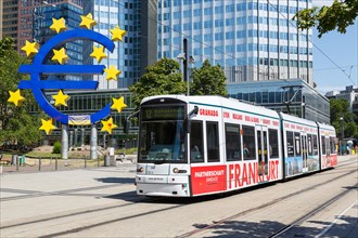Tram at Willy-Brandt-Platz OePNV public transport transport in Frankfurt