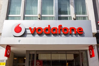 Shop of the brand Vodafone with logo telephone communication internet provider at Koenigstrasse in Stuttgart