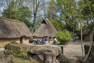 Reconstructed protohistoric settlement with Bronze and Iron Age houses at the open-air Archeosite and Museum of Aubechies-Beloeil