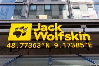 Shop Jack Wolfskin brand with logo retail on Koenigstrasse in Stuttgart