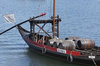 Historic boat for transporting port wine barrels on the Douro River