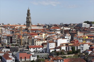 View of the old town and Torre dos Clerigos from the tower of the Se do Porto Cathedral