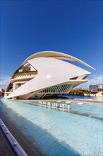 Ciutat de les Arts i les Ciencies with House of Culture building modern architecture by Santiago Calatrava in Valencia