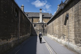 New College Lane in the Old Town of Oxford with historic buildings