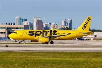 An Airbus A320 aircraft of Spirit Airlines with registration N608NK at Fort Lauderdale Airport