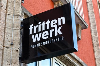 Frittenwerk brand fast food fries restaurant with logo on Koenigstrasse in Stuttgart