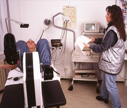 A stress ECG is performed on a patient in a cardiology practice in Iserlohn