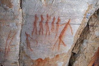 San rock art Bushmen painting at Truitjieskraal in the Matjiesrivier Nature Reserve east of the Cederberg Wilderness