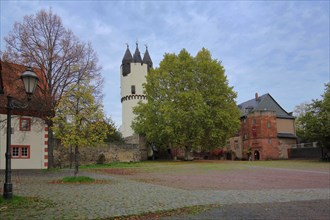 Castle with tower keep in autumn