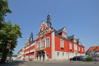 Red Renaissance Town Hall with Tail Gable