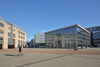 Viehmarktplatz and modern glass building UNESCO Ungers-Bau