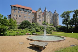 Renaissance Bertholdsburg Castle with castle garden and fountain
