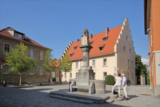 Luitpoldbrunnen built 15th century and building with stepped gable