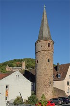 Historic witch's tower built ca. 15th century and ruins of Scherenburg