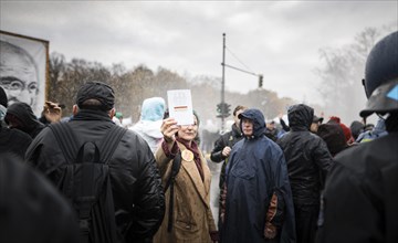 Demonstrators protest against the reform of the infection protection law
