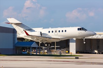 A private Raytheon Hawker 850XP aircraft with registration N359BC at Fort Lauderdale Airport