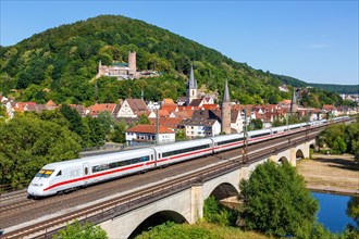 ICE 2 high speed train of Deutsche Bahn DB in Gemuenden am Main
