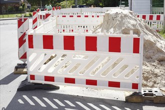 Barrier at a construction site for sewer construction work