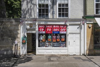 Traditional souvenir shop with items from Great Britain in the old town of Oxford