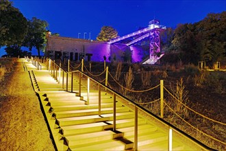 Panorama path and lift to Petersberg in the blue hour
