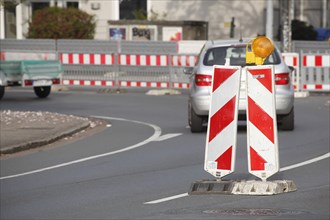 Barrier at a construction site for road works