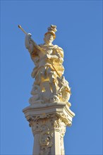 Statue of St. George with lance fighting dragons at St. George's Fountain
