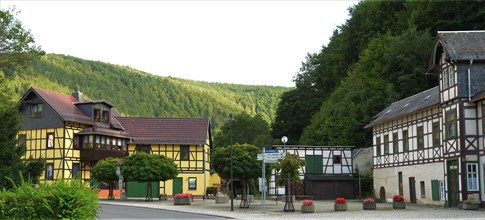 The town of Schwarzburg on the Schwarza in the Thuringian Forest on 14.8.2017