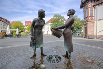 Market fountain with sculptures by Ingo Koblischek 1997