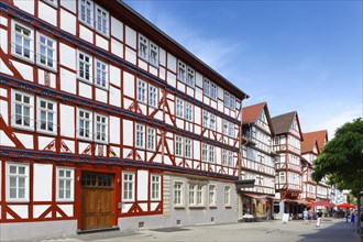 Street with half-timbered house